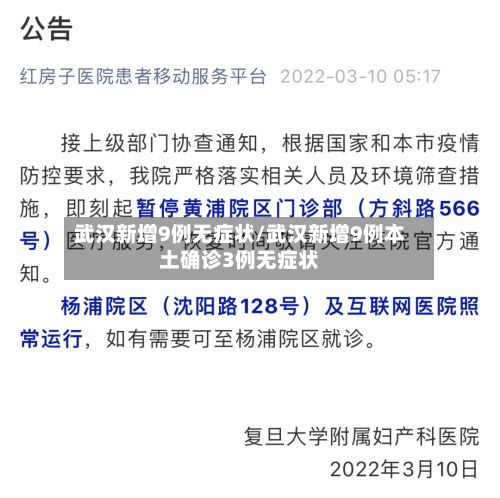 武汉新增9例无症状/武汉新增9例本土确诊3例无症状