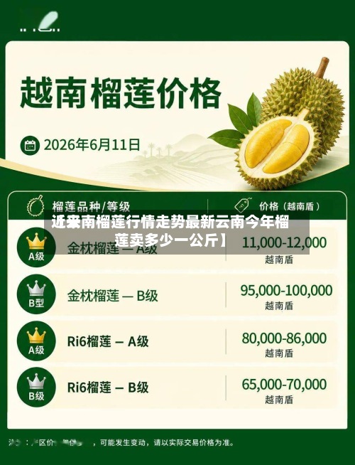 近来
【云南榴莲行情走势最新云南今年榴莲卖多少一公斤】