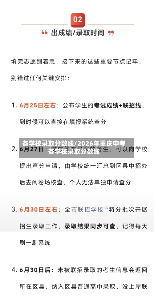 各学校录取分数线/2026年重庆中考各学校录取分数线