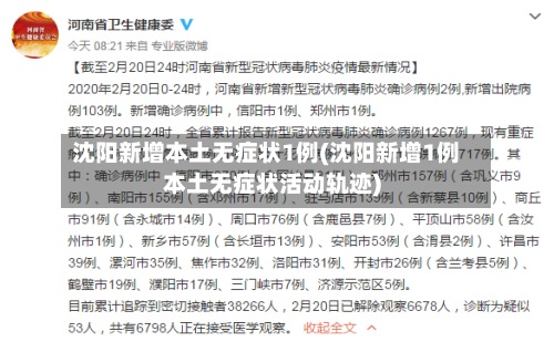 沈阳新增本土无症状1例(沈阳新增1例本土无症状活动轨迹)