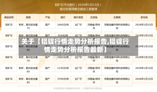 关于【铝锭行情走势分析报告,铝锭行情走势分析报告最新】