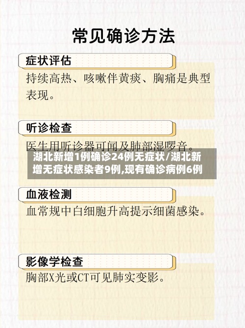 湖北新增1例确诊24例无症状/湖北新增无症状感染者9例,现有确诊病例6例