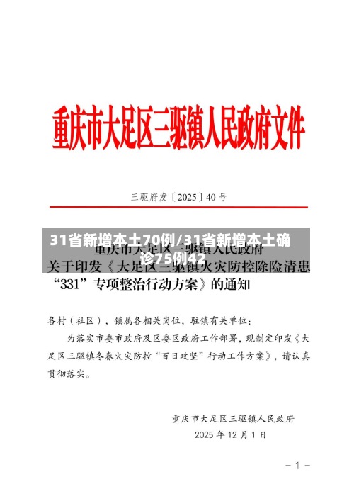 31省新增本土70例/31省新增本土确诊75例42
